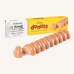 Torrons Vicens Donuts Nougat (nougat / nougat med munksmak), med krämig mandelpralin, etui