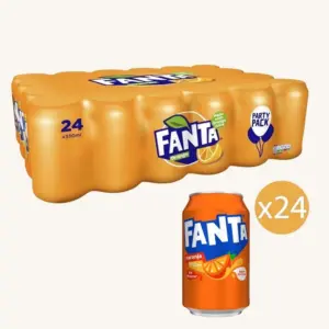 24x pack of Fanta naranja soft drink 5 percent can 33cl